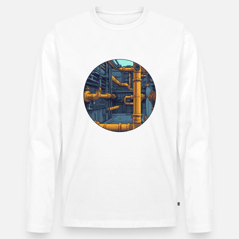 Industrielle Rohrsysteme - Männer Premium Bio Langarmshirt - Weiß