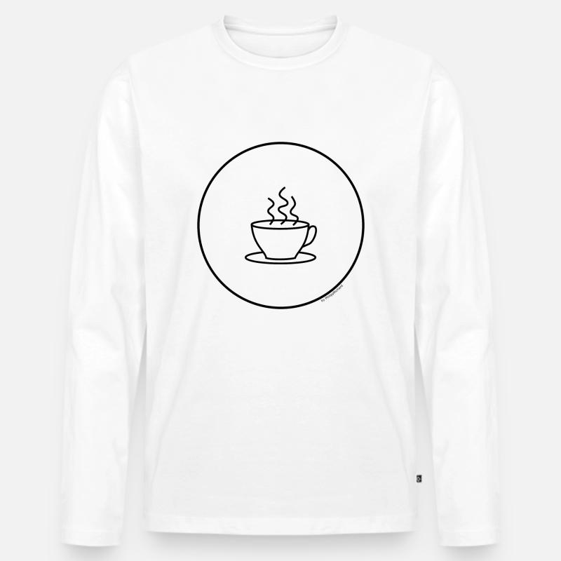 Kaffee in der Tasse - Männer Premium Bio Langarmshirt - Weiß