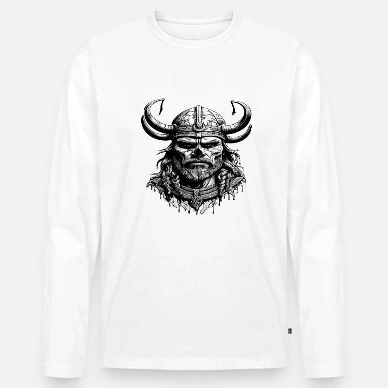 Wikinger Schädel - Männer Premium Bio Langarmshirt - Weiß