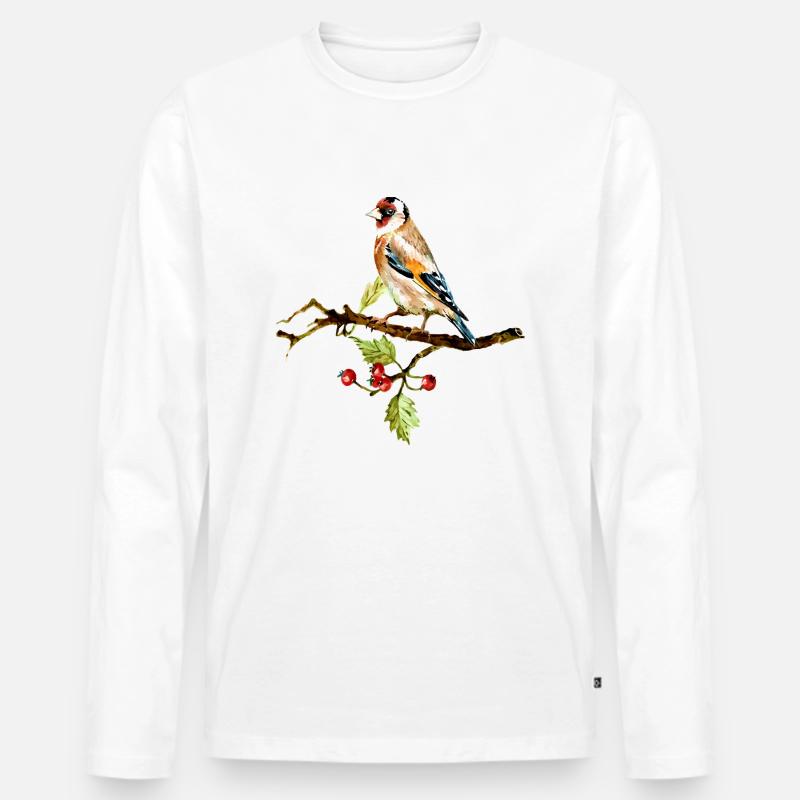 Bunter Vogel - Männer Premium Bio Langarmshirt - Weiß