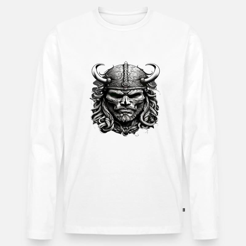 Wikinger Schädel - Männer Premium Bio Langarmshirt - Weiß