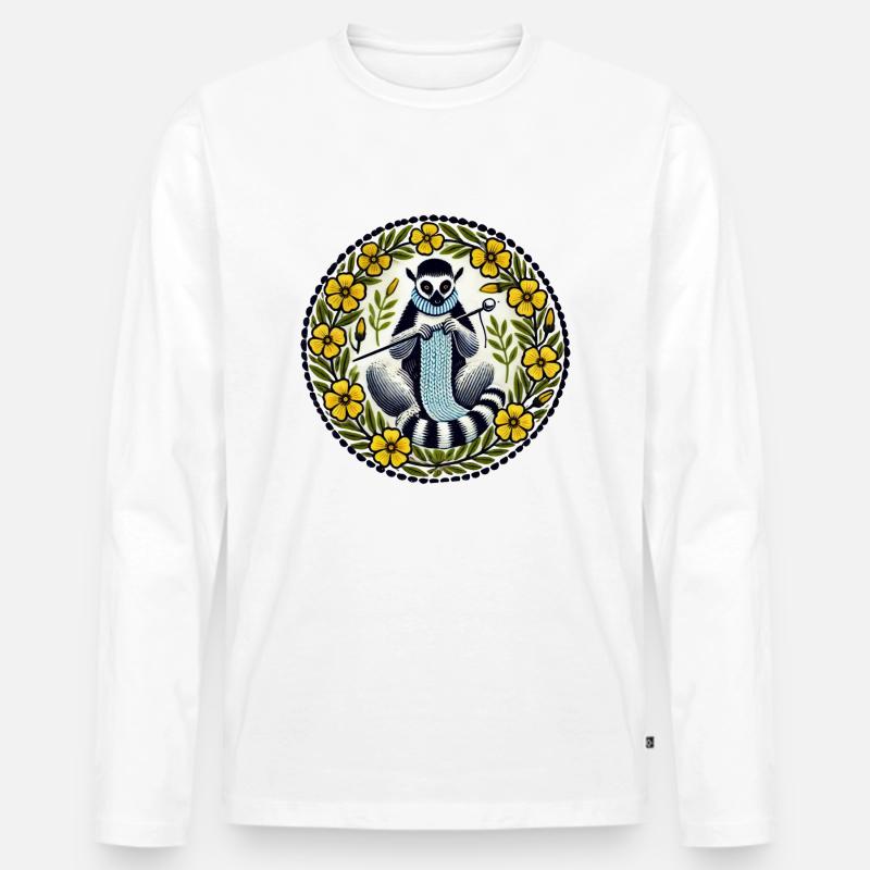 Lemur - Männer Premium Bio Langarmshirt - Weiß