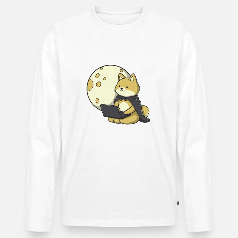 Magic Degen - Moon - Männer Premium Bio Langarmshirt - Weiß