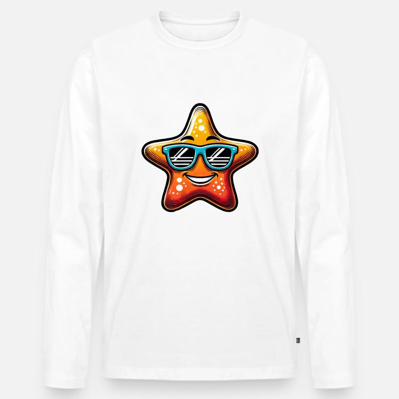 cooler Seestern Stern - Männer Premium Bio Langarmshirt - Weiß