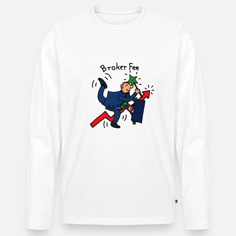 Broker Fee - Männer Premium Bio Langarmshirt - Weiß