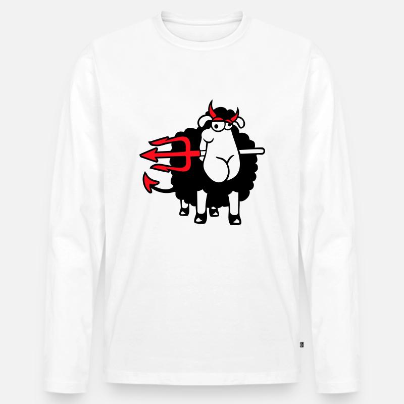 Sheep Devil Satan Hell Evil Trident Horns Cool Men's Premium Organic Long Sleeve Shirt