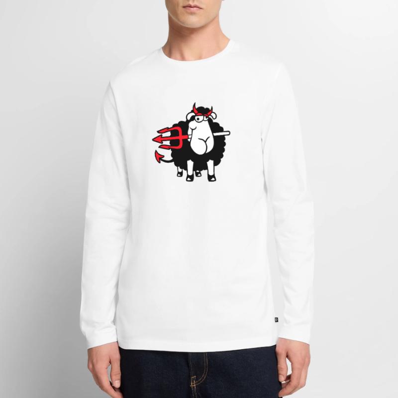 Sheep Devil Satan Hell Evil Trident Horns Cool Men's Premium Organic Long Sleeve Shirt