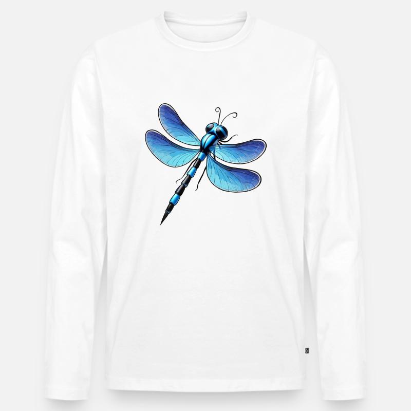 Libelle 1 - Männer Premium Bio Langarmshirt - Weiß