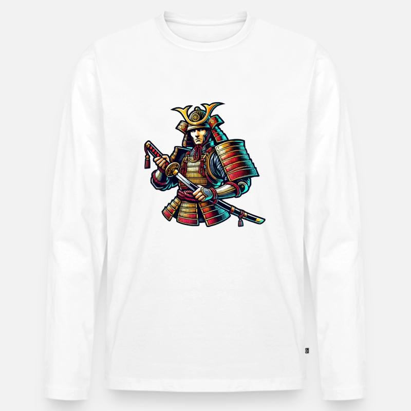 samurai - Männer Premium Bio Langarmshirt - Weiß