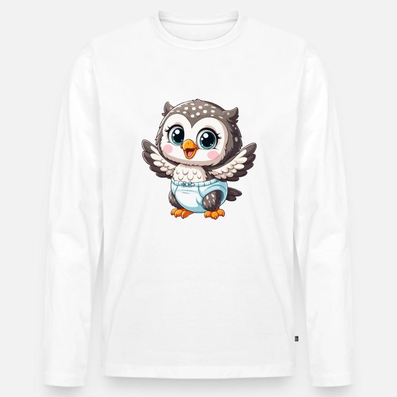 Eule Baby mit Windel - Männer Premium Bio Langarmshirt - Weiß