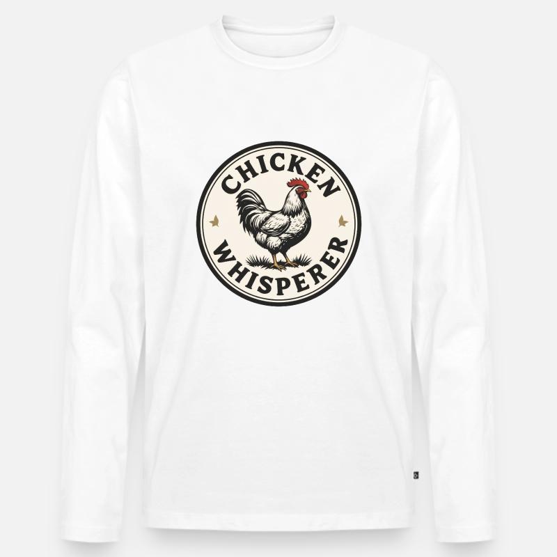 Hühnerflüsterer - chicken whisperer - Männer Premium Bio Langarmshirt - Weiß