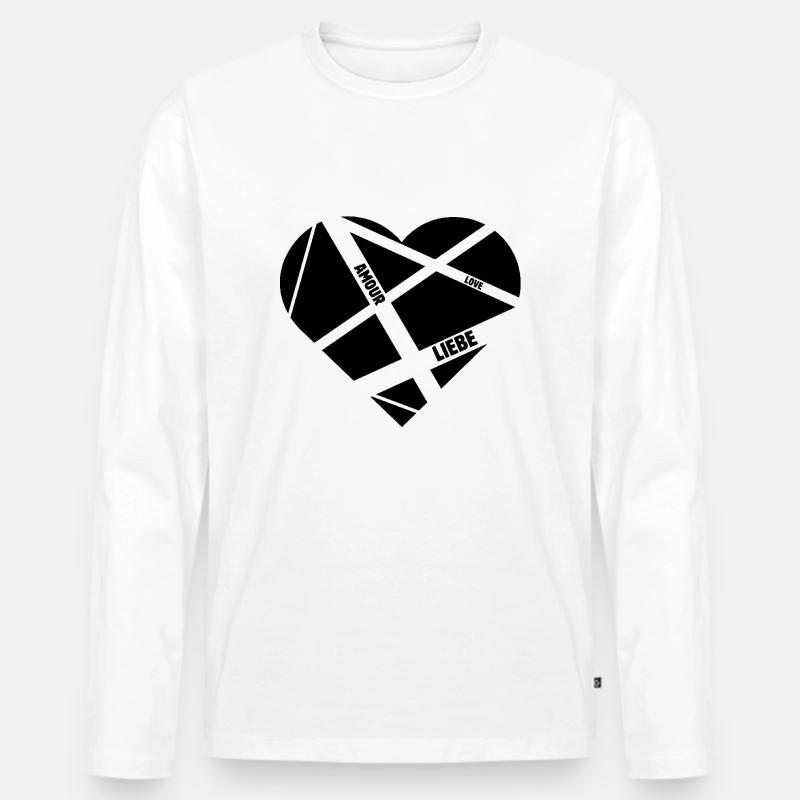 Mitten ins Herz - Männer Premium Bio Langarmshirt - Weiß