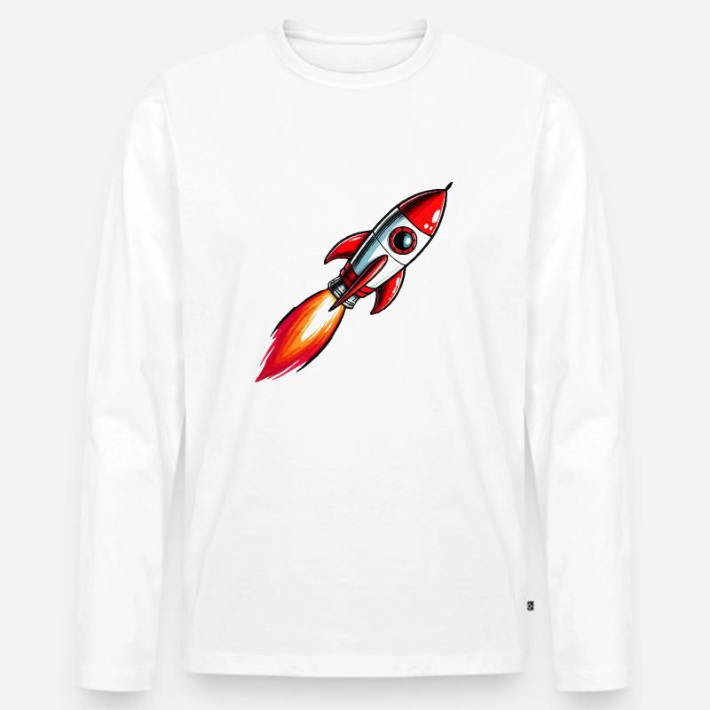 Rakete - Männer Premium Bio Langarmshirt - Weiß