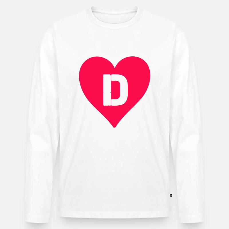 herz buchstabe d - Männer Premium Bio Langarmshirt - Weiß