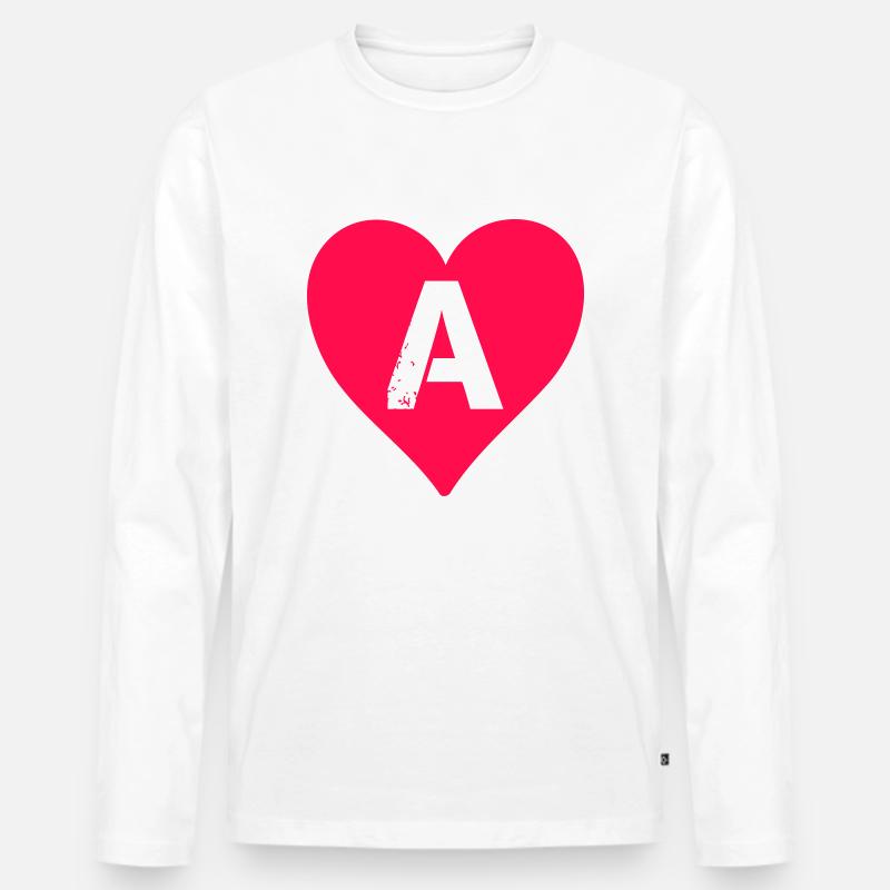 herz buchstabe a - Männer Premium Bio Langarmshirt - Weiß