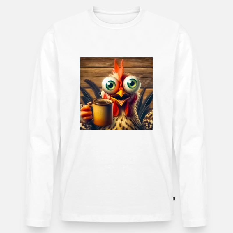 Hühnchen - Männer Premium Bio Langarmshirt - Weiß