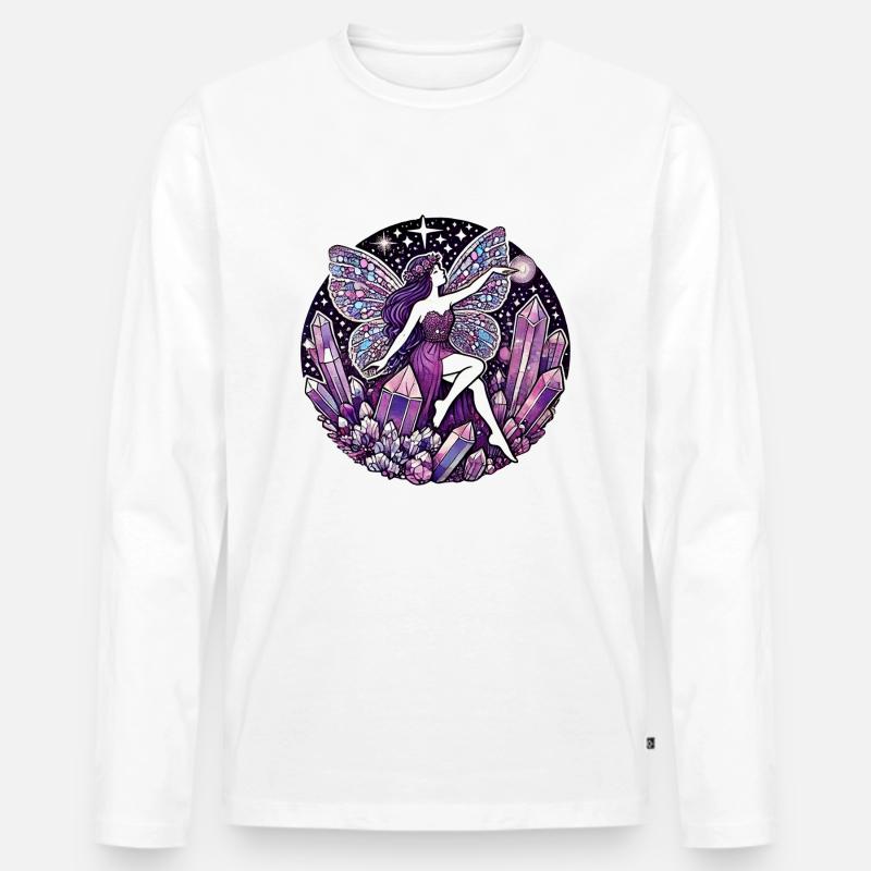 Lila Fee - Männer Premium Bio Langarmshirt - Weiß