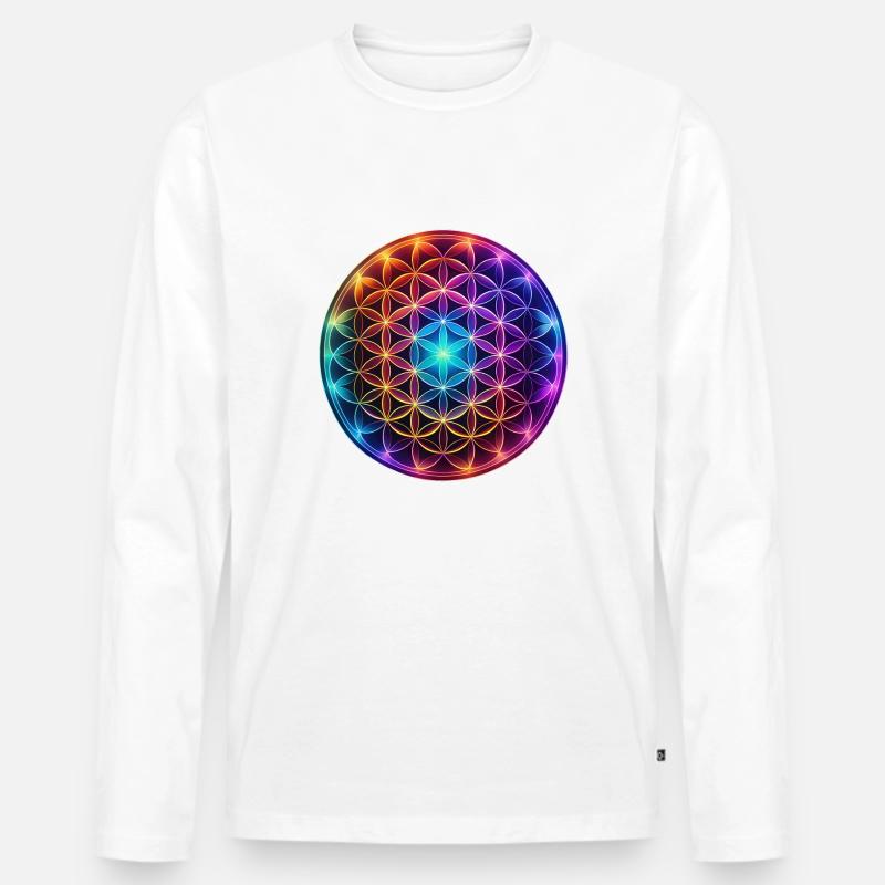 Blume des Lebens - Männer Premium Bio Langarmshirt - Weiß