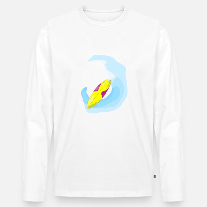 Surfbrett - Männer Premium Bio Langarmshirt - Weiß