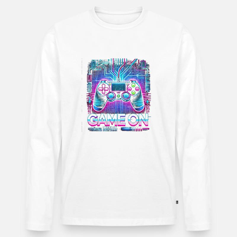 GAME ON - Männer Premium Bio Langarmshirt - Weiß