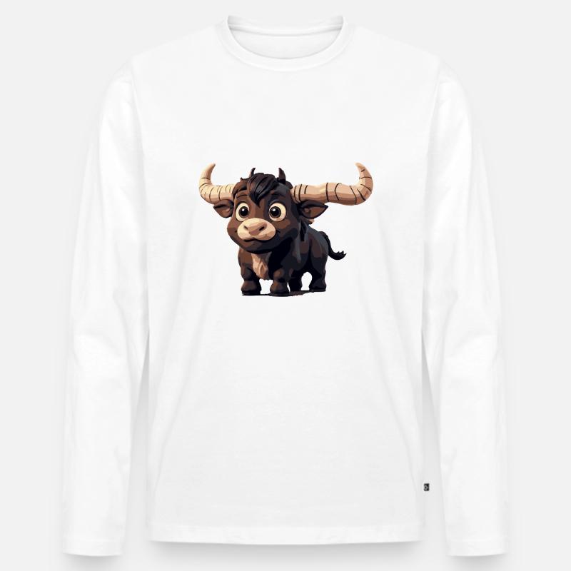 Stier Comic - Männer Premium Bio Langarmshirt - Weiß