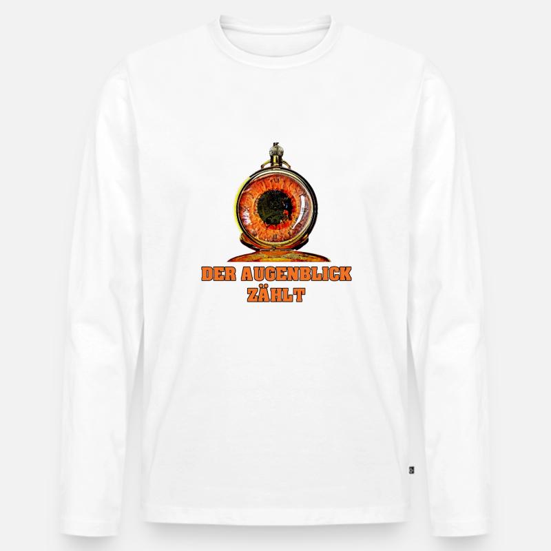 Der Augenblick zählt - Männer Premium Bio Langarmshirt - Weiß