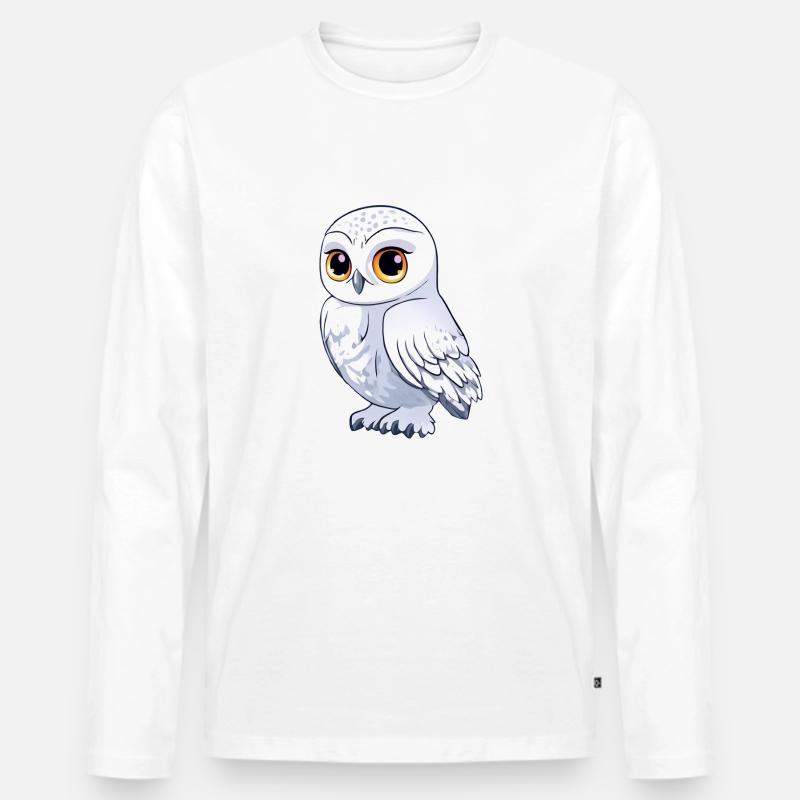 weiße eule - Männer Premium Bio Langarmshirt - Weiß
