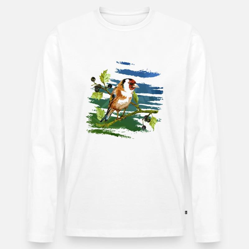 Bunter Vogel - Männer Premium Bio Langarmshirt - Weiß
