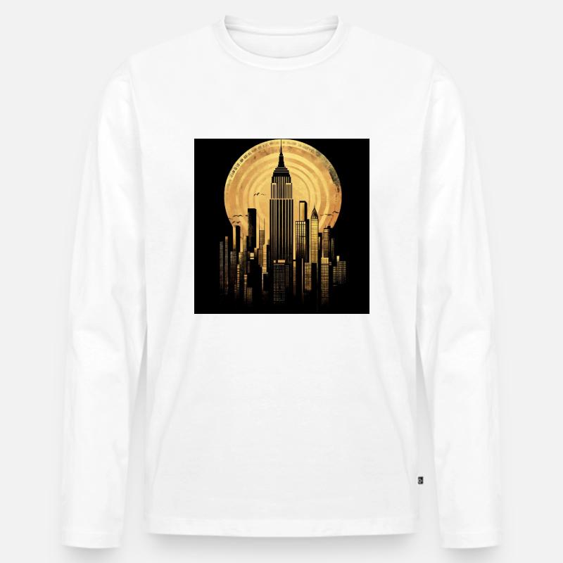 New York gold 2 - Männer Premium Bio Langarmshirt - Weiß