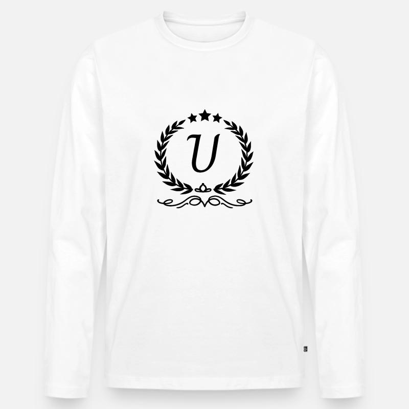 Buchstabe u Krone - Männer Premium Bio Langarmshirt - Weiß