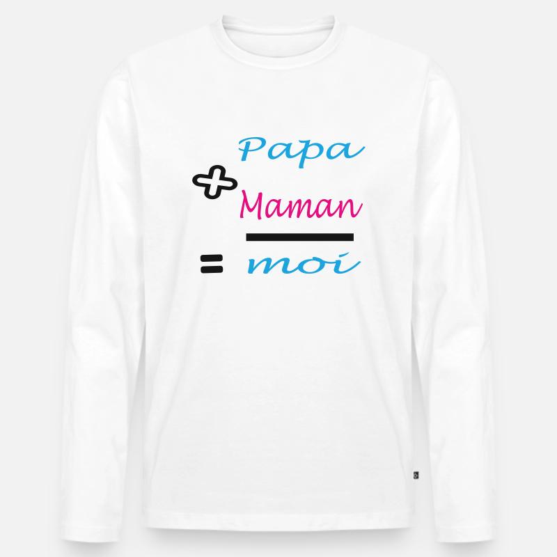 Papa plus Mama - Männer Premium Bio Langarmshirt - Weiß