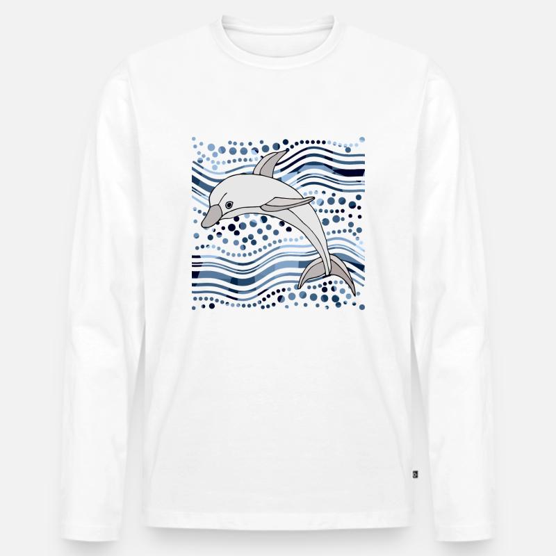 Delfin - Männer Premium Bio Langarmshirt - Weiß