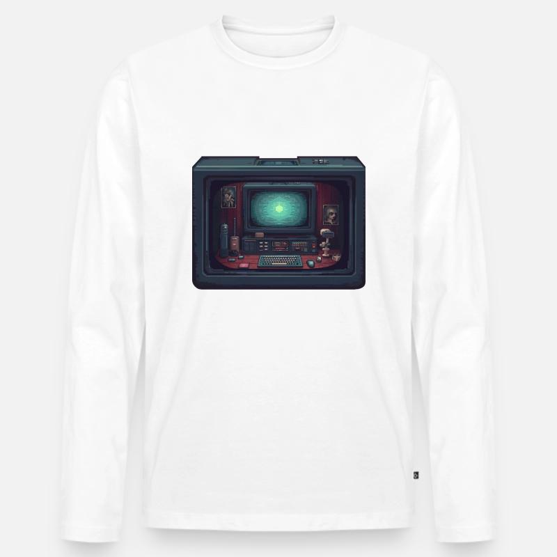 Computer im Computer - Männer Premium Bio Langarmshirt - Weiß