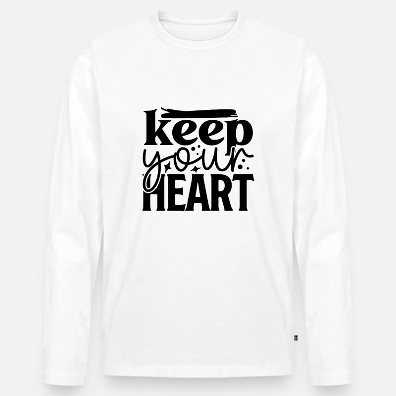 Keep Your Heart - Männer Premium Bio Langarmshirt - Weiß
