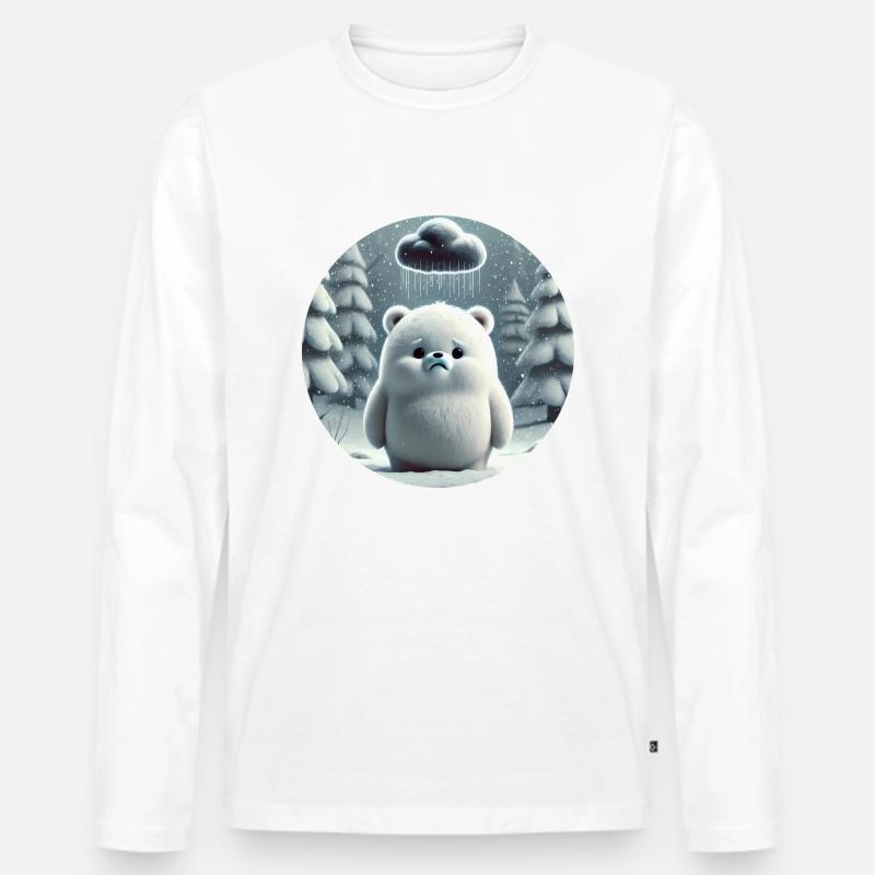 Eisbär im eisigen Regen - Männer Premium Bio Langarmshirt - Weiß