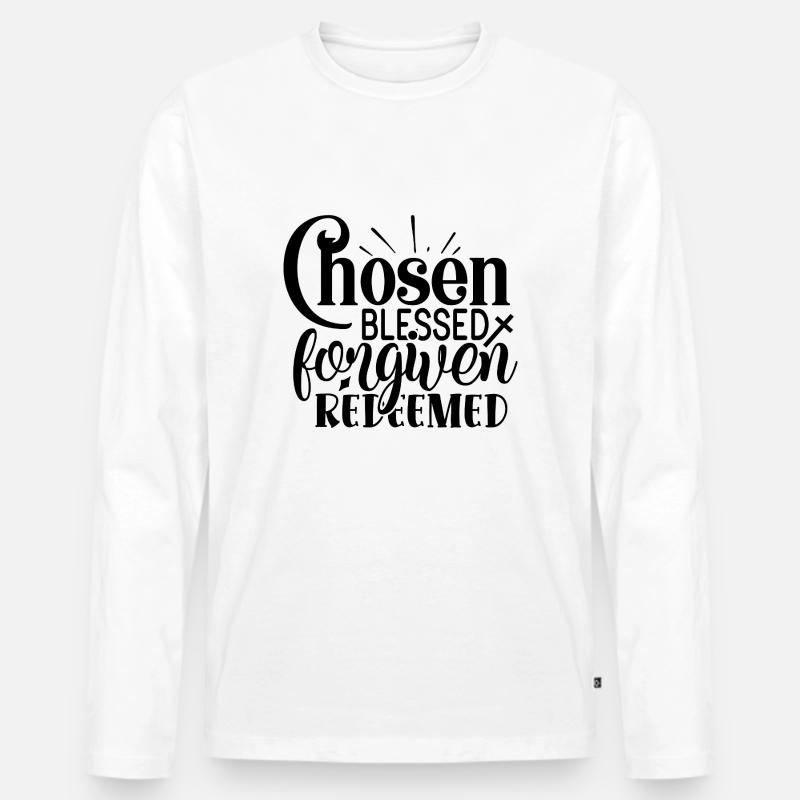 Chosen Forgiven Redeemed - Männer Premium Bio Langarmshirt - Weiß