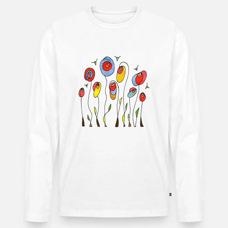 Blumen - Männer Premium Bio Langarmshirt - Weiß