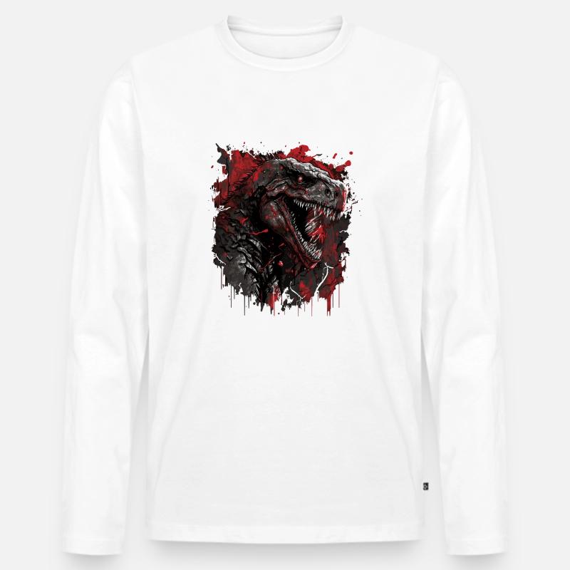 Wütender T-Rex Dino - Männer Premium Bio Langarmshirt - Weiß