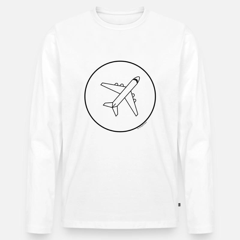 flugzeug minimalistisch - Männer Premium Bio Langarmshirt - Weiß