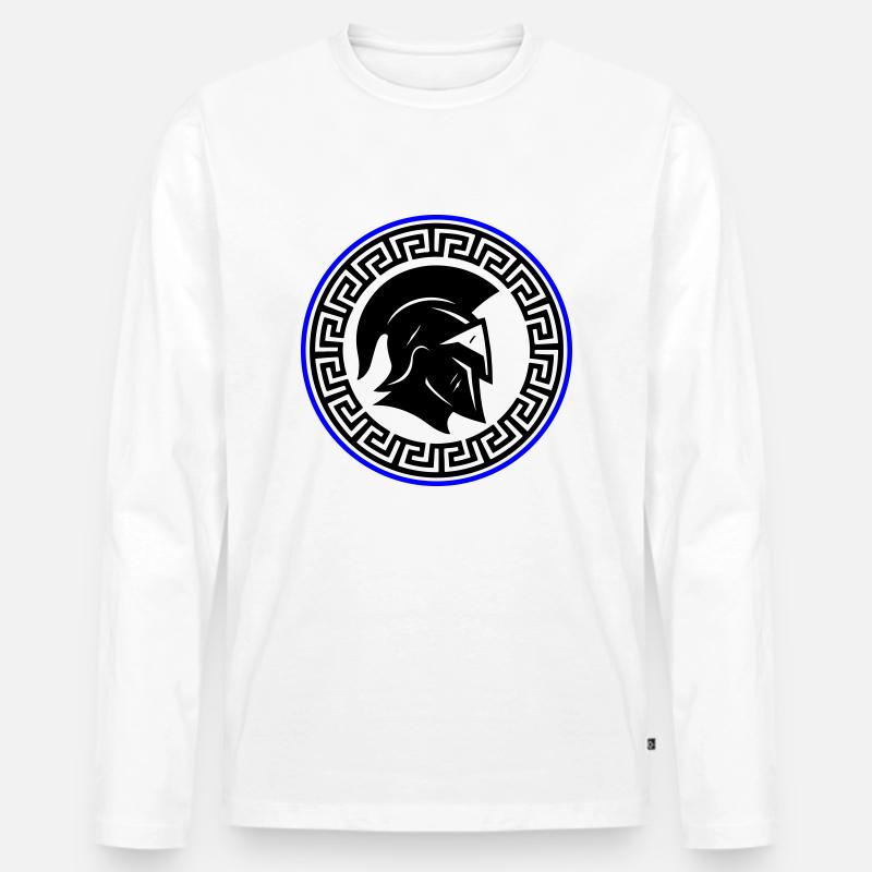 Spartaner Helm Symbol - Männer Premium Bio Langarmshirt - Weiß