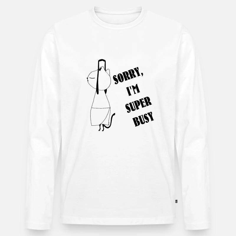 Nekochan Antonio Super busy - Männer Premium Bio Langarmshirt - Weiß