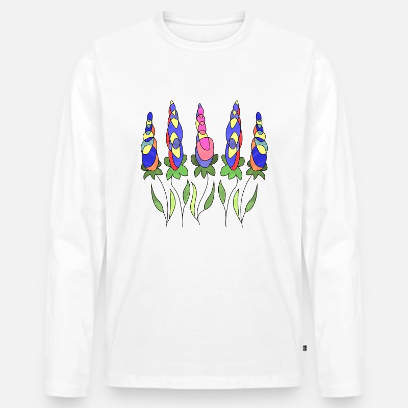 Blumen - Männer Premium Bio Langarmshirt - Weiß