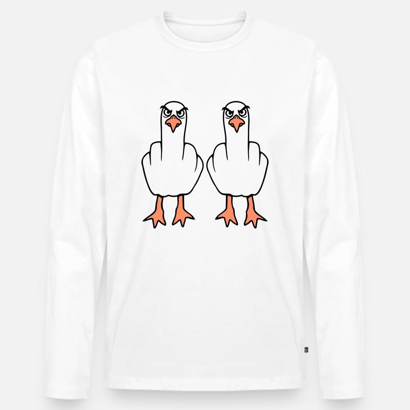 2 Möwen Mittelfinger Beleidigung Stinkefinger Team Männer Premium Bio Langarmshirt