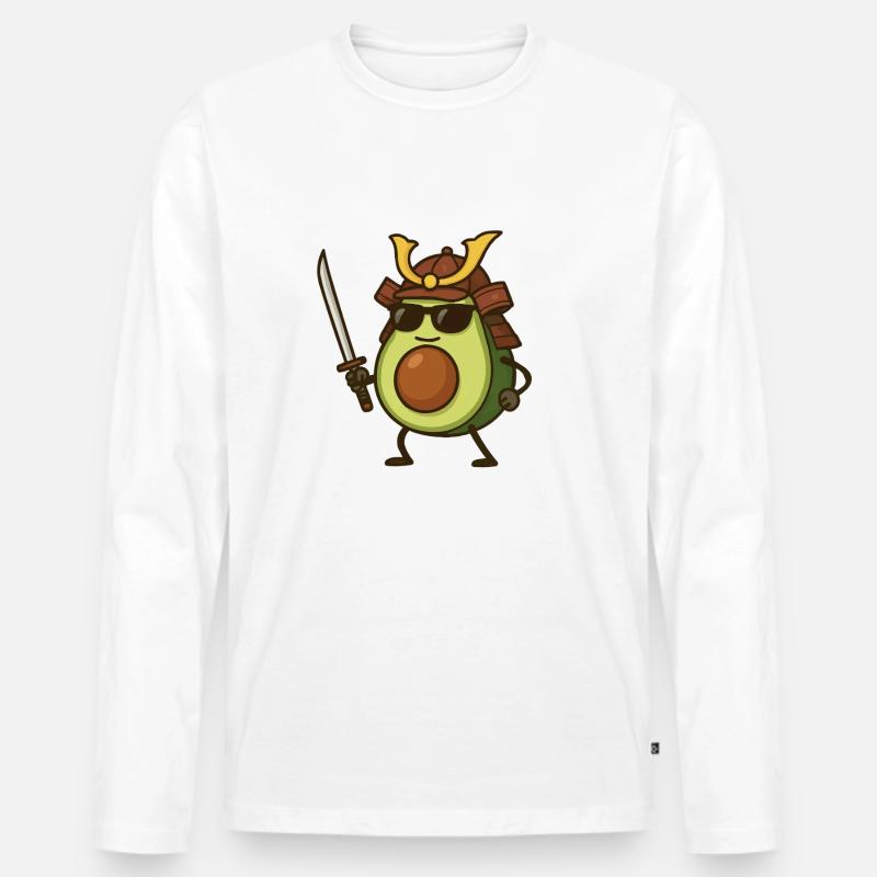 Avocado Samurai - Men's Premium Organic Long Sleeve Shirt - white