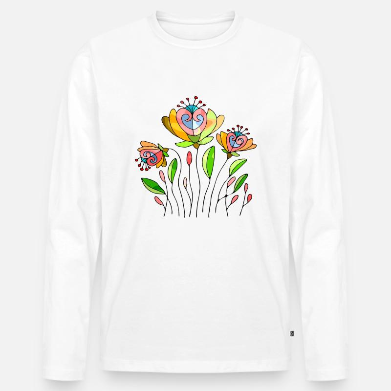 Blumen - Männer Premium Bio Langarmshirt - Weiß