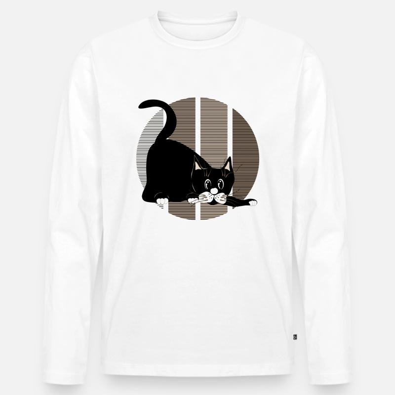 Katze - Männer Premium Bio Langarmshirt - Weiß