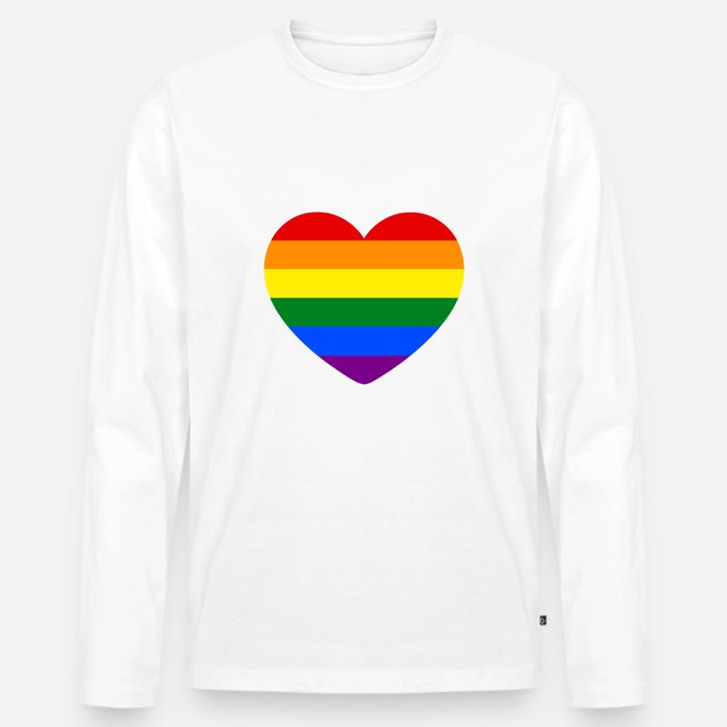 Regenbogenherz - Männer Premium Bio Langarmshirt - Weiß