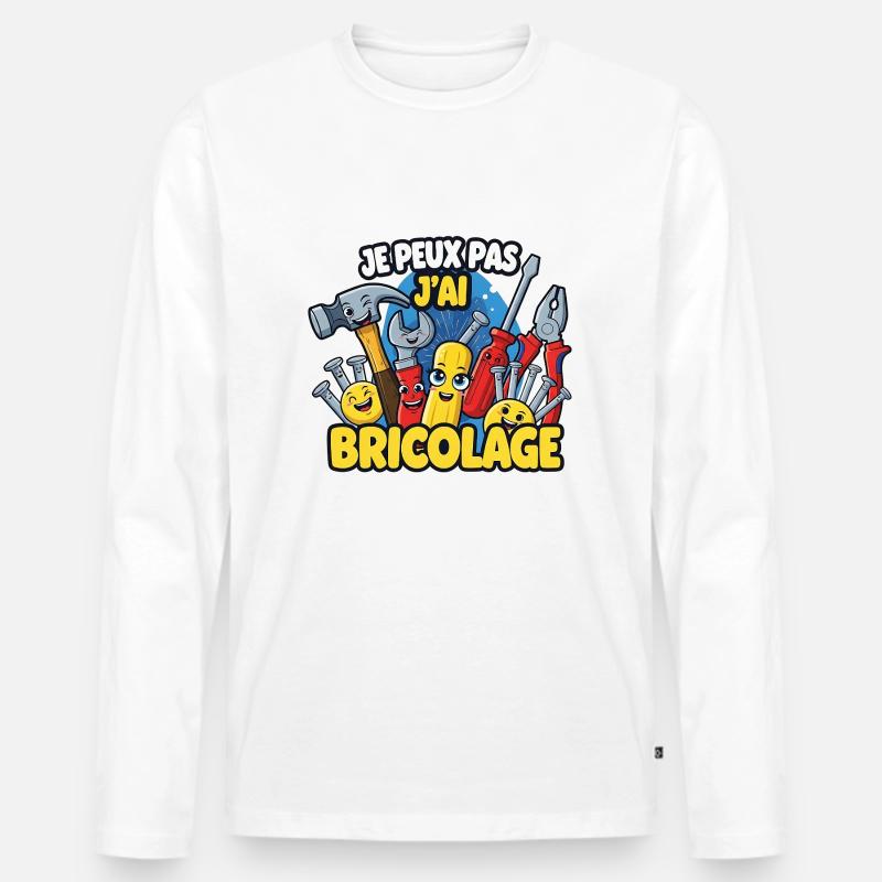 Ich kann nicht DIY - Männer Premium Bio Langarmshirt - Weiß