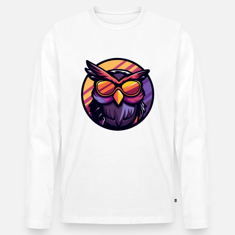 Eule Cool - Männer Premium Bio Langarmshirt - Weiß