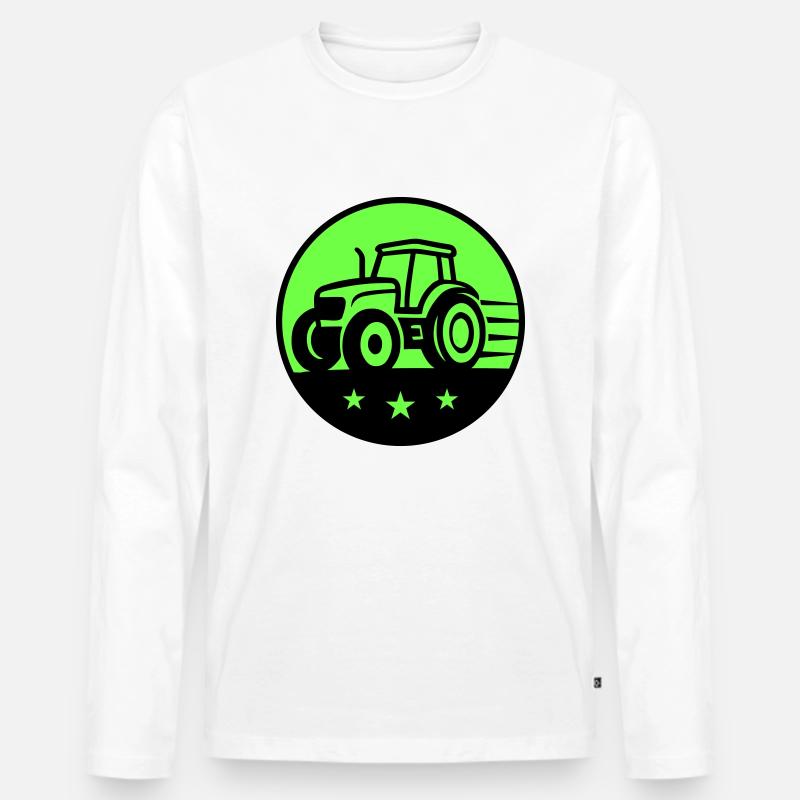 Traktor Farmer - Männer Premium Bio Langarmshirt - Weiß